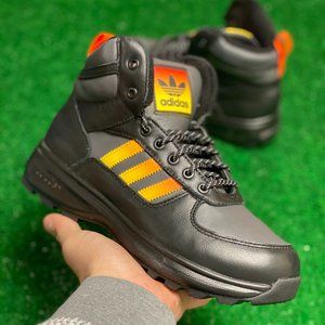Adidas Chasker Mid Mens Casual Leather Boots Black Yellow HQ2067 NEW Multi Sz